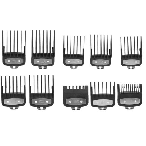 10 pièces peignes de guidage pour tondeuse à cheveux, peignes de positionnement et de remplacement, couleur noire (1/5)