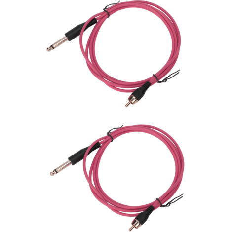 2 pièces Câble Clip Tatouage 5.9ft Interface RAC Professionnel en Cuivre et Silicone Rouge Pêche (1/5)