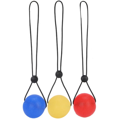 3 Balles Anti-Stress pour Main et Poignet - Rééducation, Renforcement et Massage (Jaune 15°, Rouge 25°, Bleu 30°)