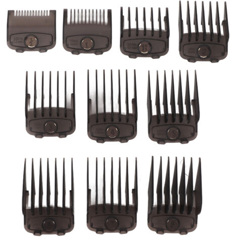 10 pièces guides de coupe pour tondeuse cheveux, accessoires compatibles tondeuse professionnelle, légers et durables, couleur noire (1/5)
