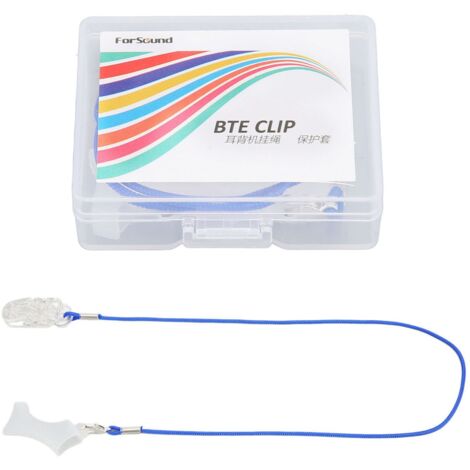 Cordon de sécurité pour appareil auditif, anti-perte avec clip transparent et corde bleue, pour enfants et personnes âgées, modèle monaural.