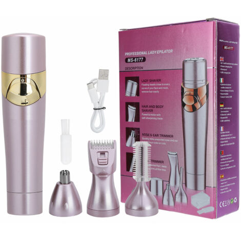 Rasoir Épilateur 4 en 1 pour Femmes - Tondeuse Sourcils et Nez Portable Multifonction (1/5)