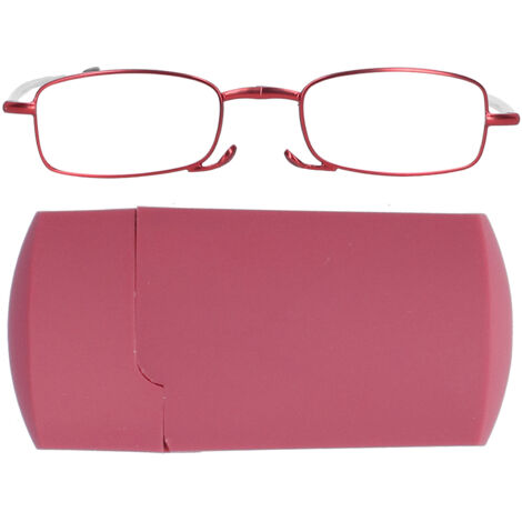 Lunettes de lecture pliables anti-lumière bleue pour presbytes en acier inoxydable (+100 carré rouge) (1/5)
