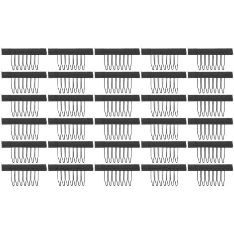 30 attaches‑cheveux en acier inoxydable 7 dents pour perruques et postiches, clips noirs pour maintien capillaire (1/5)