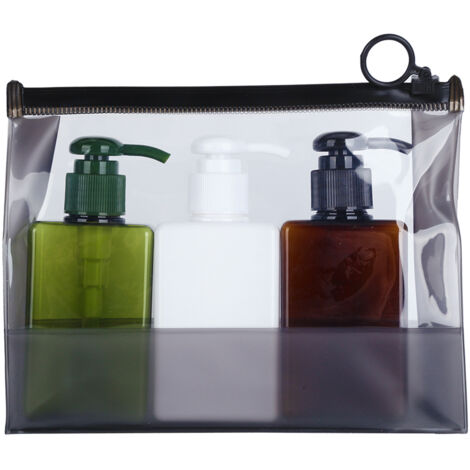 Flacon distributeur de savon vide 150ml, lot de 3 avec pompe pressée pour gel douche et lotion (1/5)