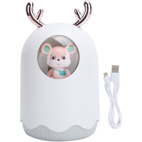 Humidificateur d'air silencieux avec lumière ambiante colorée, prise USB, brumisateur nano, forme bois de cerf, blanc (1/5)