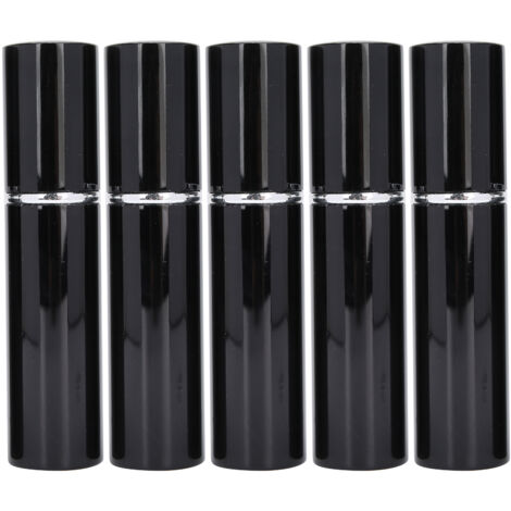 Flacon à parfum rechargeable en aluminium 10ml - Lot de 5 atomiseurs portables noirs (1/5)