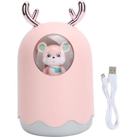 Humidificateur USB Silencieux avec Lumière d'Ambiance Colorée - Forme de Bois de Cerf Rose (1/5)