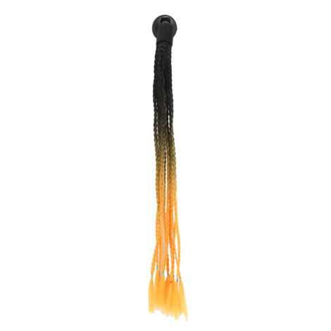 Attaches à Ventouse pour Casque Moto - Tresses Punk Noir et Orange, Accessoire Cheveux pour Motocycliste (1/5)