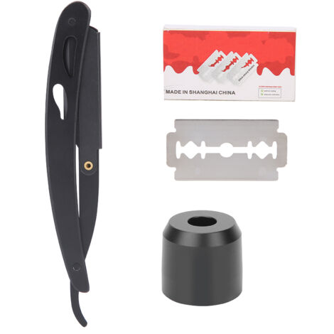 Rasoir droit professionnel pour hommes - Lame de base pour taille-barbe et coupe précise (1/5)