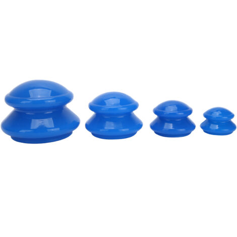 4 pièces Ventouses en Silicone Portable, Kit de Thérapie par Ventouses à Vide pour Usage Domestique - Bleu Royal (1/5)