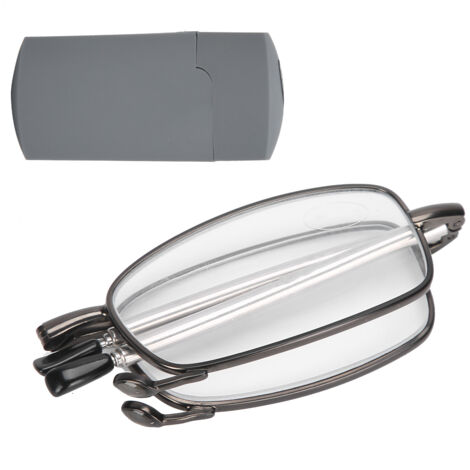 Lunettes de lecture pliantes unisexes en acier inoxydable pour hommes et femmes, anti-dérapantes pour personnes âgées (+150 Gris) (1/5)