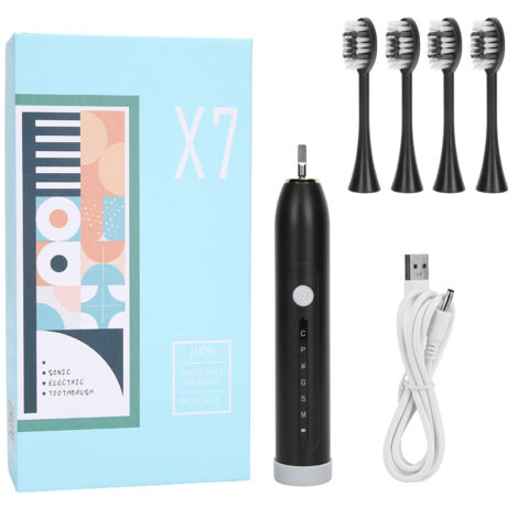 Brosse à Dents Électrique Rechargeable Adulte - Nettoyage Sonique Puissant et Portable - Noir (1/5)