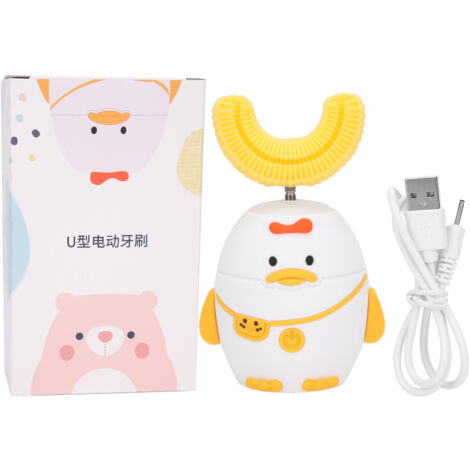 Brosse à dents électrique en U pour enfants, conception amusante et douce en silicone pour bébés et tout-petits (1/5)