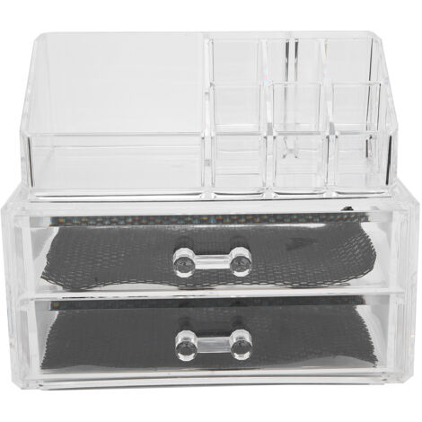 Boîte de Rangement Maquillage Transparente à Deux Niveaux pour Bijoux et Rouge à Lèvres (1/5)