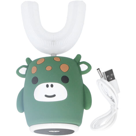 Brosse à dents électrique portable pour enfants en forme de U - Voyage - Mignon - Vert (1/5)