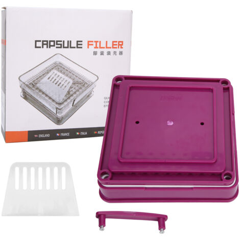 Plaque de Remplissage Capsule Manuel, 100 Alvéoles pour Poudre, Outil de Remplissage Capsule Vide, Violet (1/5)