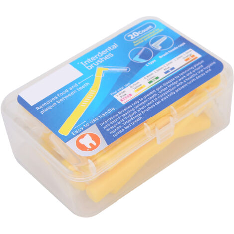 20 pièces brossettes interdentaires en L pour appareil orthodontique, nettoyage des dents, cure-dents jaunes