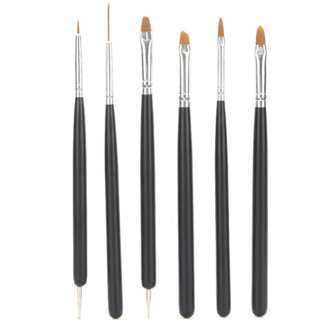 Ensemble de 6 Pinceaux pour Aquarelle, Huile et Gouache avec Manche en Bois (1/5)