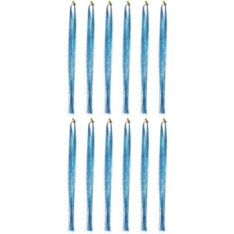 Mèches de Cheveux Pailletées Étincelantes Extensions Capillaires Bleues (1/5)