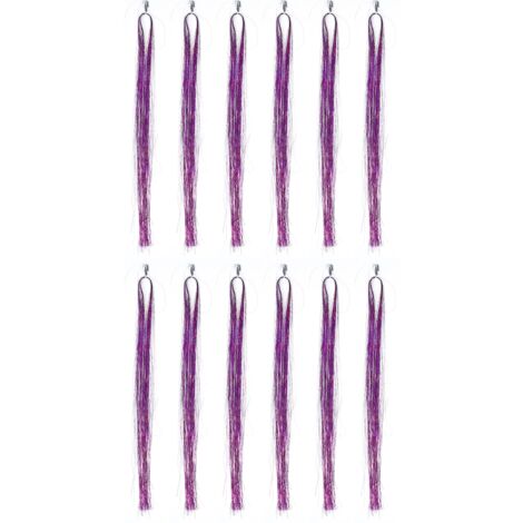 Mèches de Cheveux Pailletées Étincelantes Extensions Capillaires Effet Métallisé Violet (1/5)