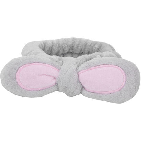 Bandeau Élastique Oreilles de Lapin pour Soins du Visage et Maquillage - Gris (1/5)