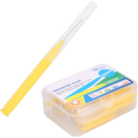 60 brossettes interdentaires orthodontiques jaunes - Nettoyant pour appareil dentaire et espaces interdentaires - 60 pièces (1/5)