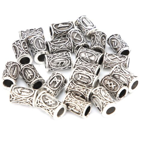 24 Perles Viking Métal Antique pour Tresses et Barbe, Décorations Capillaires Homme (1/5)