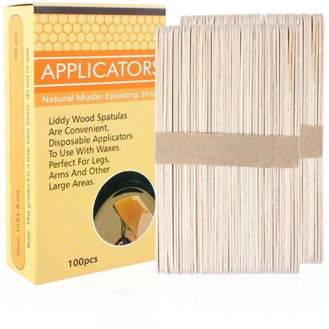 100 Bâtonnets en Bois pour Épilation à la Cire, Applicateurs Cire Professionnels, Spatules Épilation Corps et Visage (1/5)