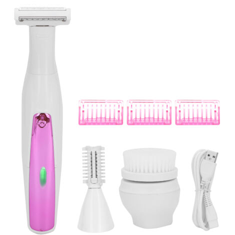 Rasoir Électrique 3‑en‑1 pour Femmes - Épilateur Visage, Brosse Nettoyante et Tondeuse à Sourcils (1/5)