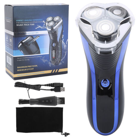 Rasoir Électrique Rechargeable USB Usage Humide/Sec Tête Flottante Tondeuse Barbe (1/5)