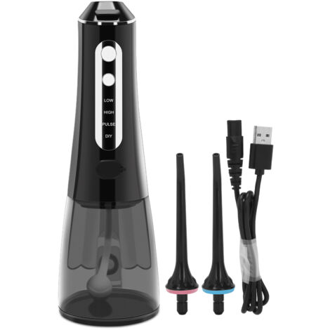 Irrigateur Dentaire Portable 300ML Rechargeable - Nettoyeur de Dents Automatique Noir (1/5)