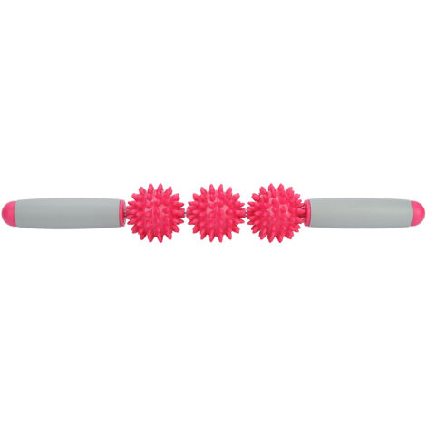 Rouleau de Massage Musculaire 3 Balles - Bâton de Yoga pour Détente Corporelle - Rouge Rose (1/5)