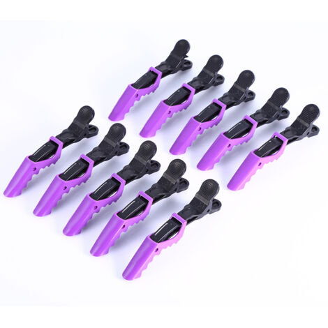 10 Épingles à Cheveux Alligator Anti-Dérapantes pour Salon - Accessoires de Coiffure Violet (1/5)