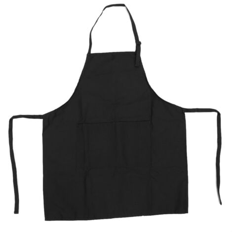 Tablier de Manucure Imperméable Unisexe pour Cuisine, à Bande Cou Adjustable, Noir Uni (1/5)