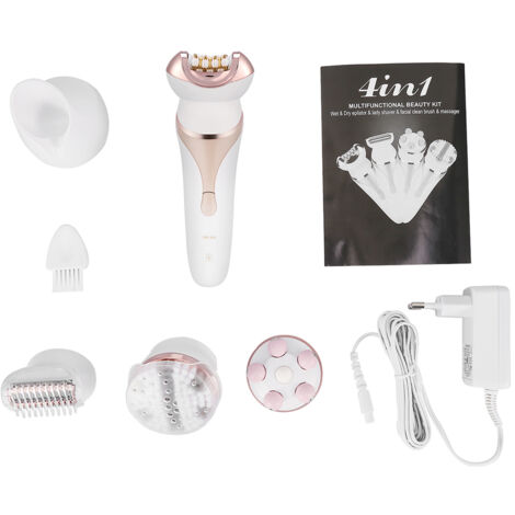 Épilateur Électrique Sans Fil 4 en 1 pour Femmes - Rasage, Épilation, Nettoyage, Massage Étanche (1/5)