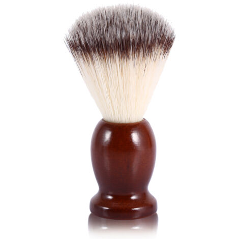 Brosse de rasage professionnelle pour barbe en nylon avec manche en bois - Accessoire de soin visage pour hommes (1/5)