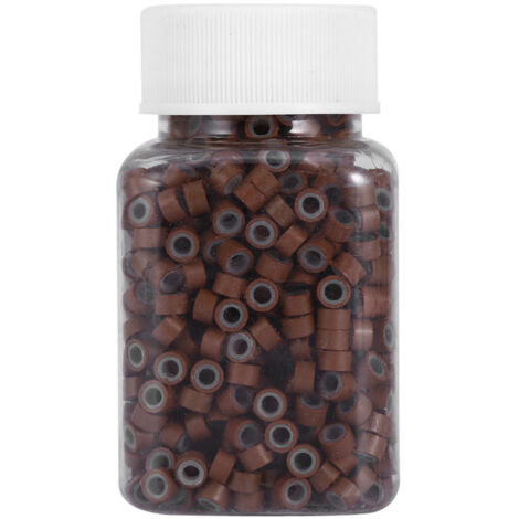 1000 Anneaux de Liaison en Silicone pour Extensions de Cheveux et Plumes (Brun Clair) - Outils à Perles (1/3)