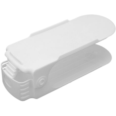 Organisateur Double Étage pour Chaussures, Rangement Gain de Place pour Sandales et Escarpins, Empileur Blanc (1/5)