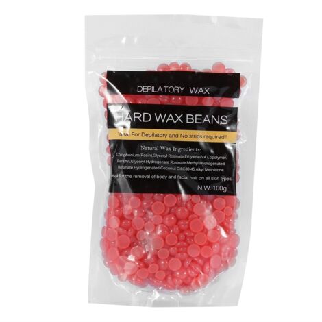 100g Sachet Cire Chaute Épilation Jambes Bras Sans Bandes, Haricots de Cire (Fraise) (1/3)