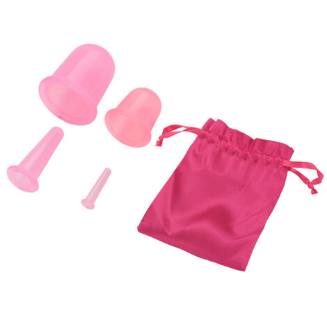 Lot de 4 ventouses anti-cellulite en silicone - Massage corporel par succion - Rose (1/5)