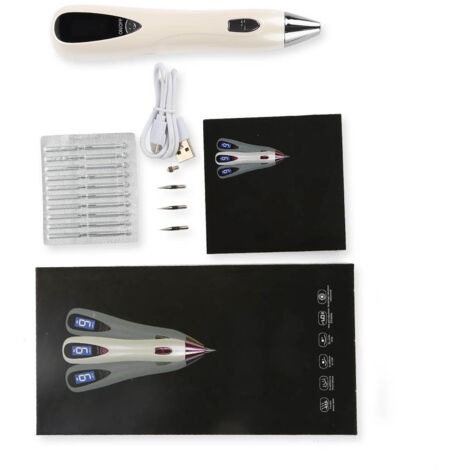 Stylo Électrolyse USB Rechargeable pour Taches de Rousseur et Grains de Beauté - Appareil de Beauté Argenté (1/5)