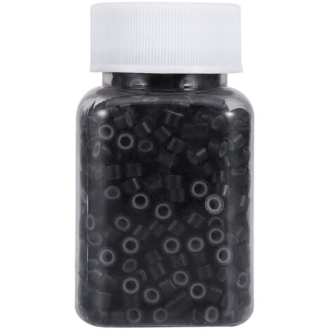 1000PCS Anneaux de Liaison Micro Plume à Doublure Silicone pour Extensions Capillaires (Noir) (1/3)
