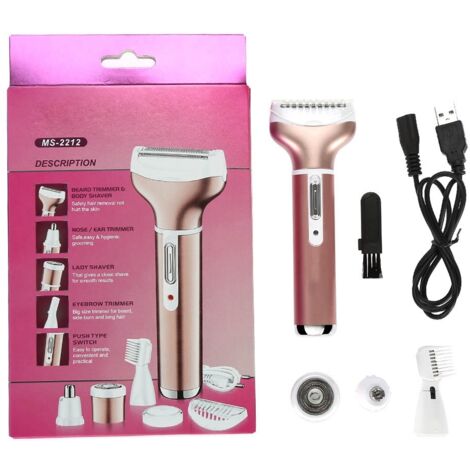 Kit de Toilette Électrique 4 en 1 pour Femme - Tondeuse Mini Portable Rose Gold (1/5)