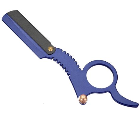 Rasoir droit vintage pour barbe avec mécanisme de changement de lame facile - Bleu (1/5)