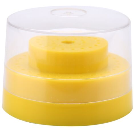 Bloc de fixation pour fraises dentaires rondes, 60 alvéoles, étui de rangement jaune pour instruments (1/5)