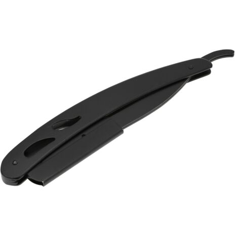 Support de Rasoir Droite Professionnel Pliable en Acier Inoxydable pour Barbe - Outil d'Épilation Noir (1/5)