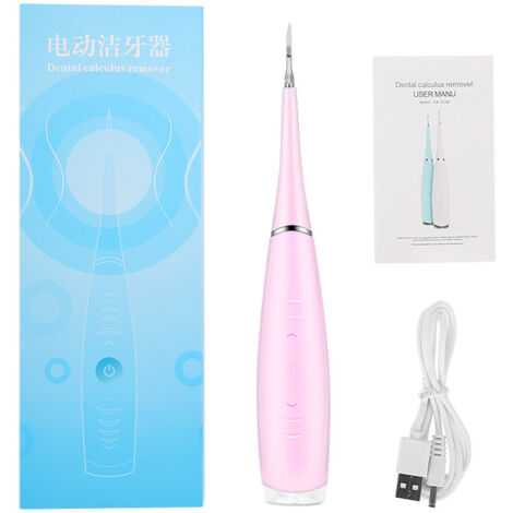 Détartreur dentaire électrique portable - Nettoyeur de tartre et plaque dentaire - Soin des dents rose (1/5)
