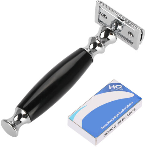 Modèle de Forme Barbe en Acier Inoxydable avec Rasoir et Lames de Rechange Noires (1/3)