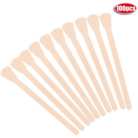 100 Spatules en Bois Jetables pour Masque Facial, Cire Épilation et Crème Dépilatoire (1/5)
